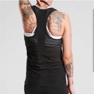 Athleta Bakasana Ruched Racerback Tank Top in Black